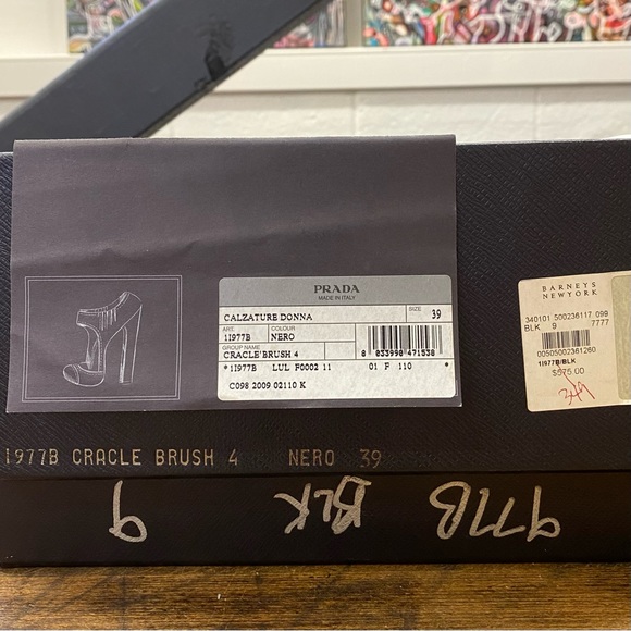 Black Prada Crackle Brush Leather Mary Jane Pump - Picture 10 of 11